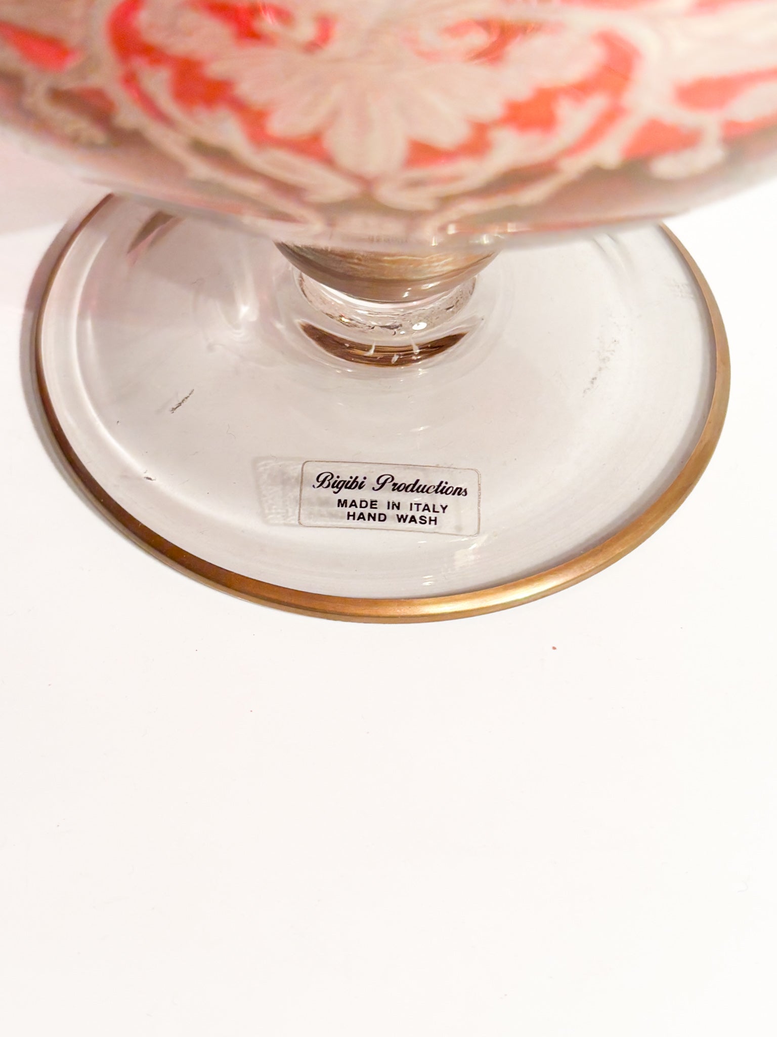 Centerpiece Bowl in Blown Glass and Golden Decorations by Bigibi Productions 20th Century