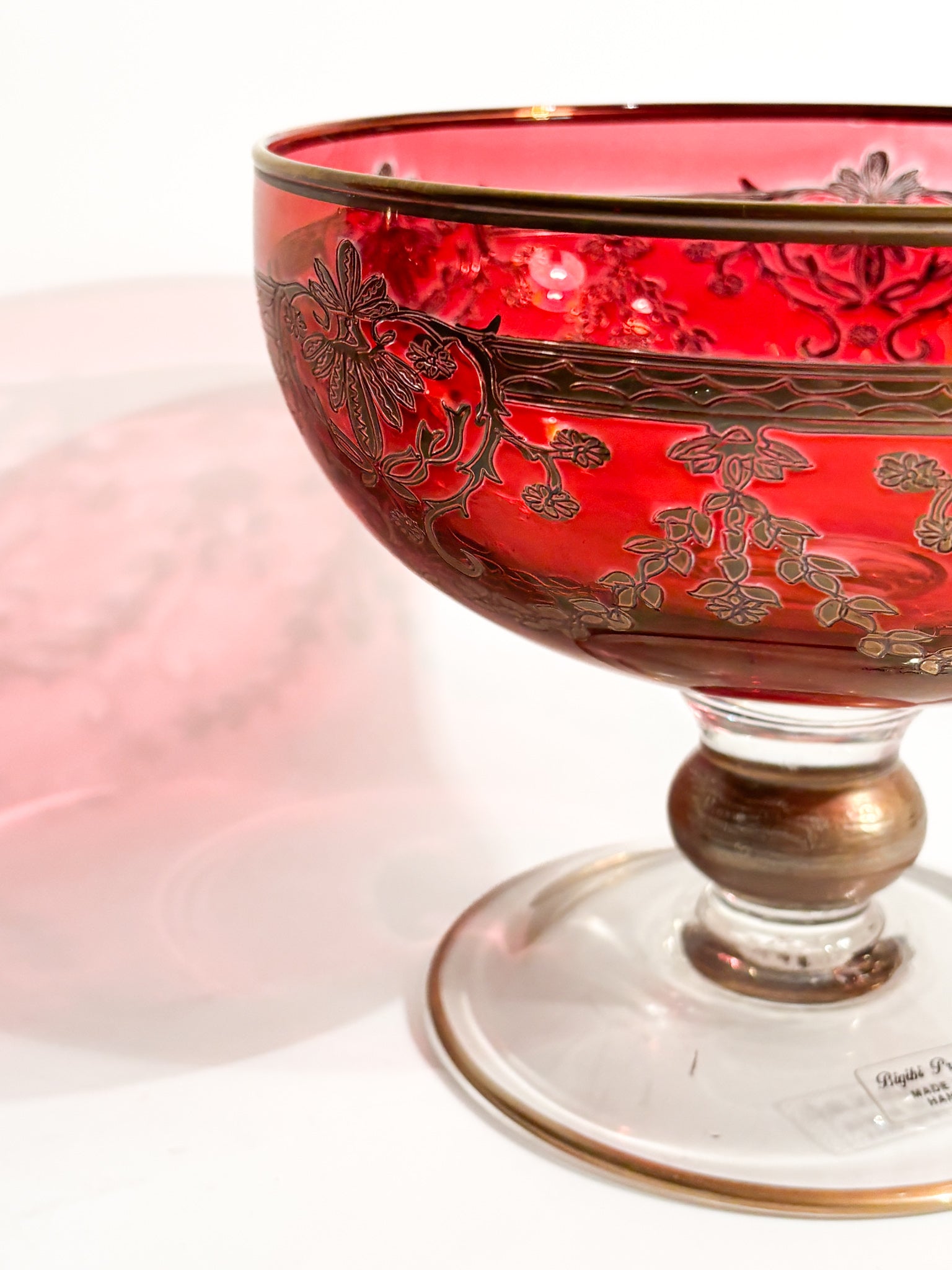 Centerpiece Bowl in Blown Glass and Golden Decorations by Bigibi Productions 20th Century