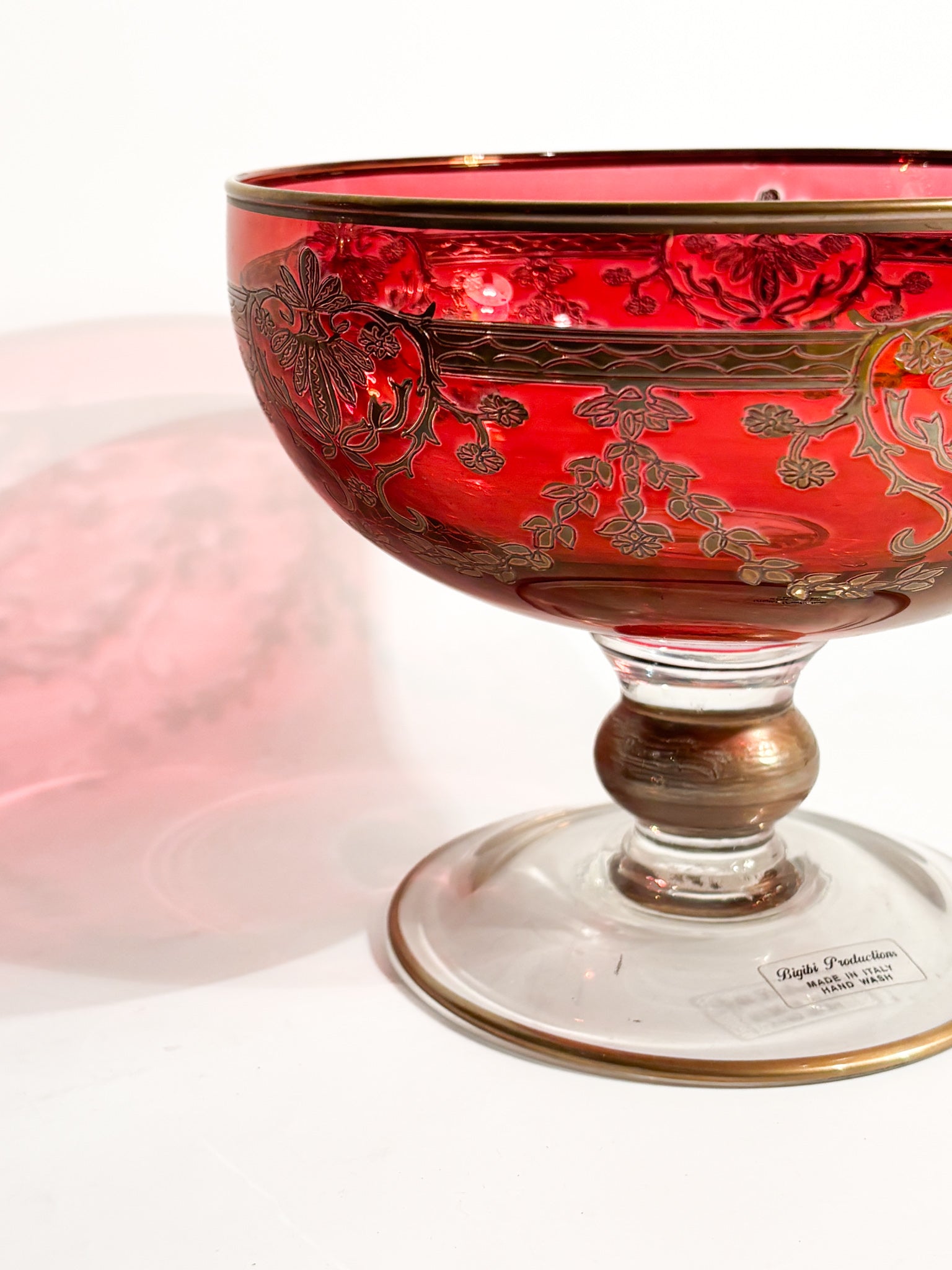 Centerpiece Bowl in Blown Glass and Golden Decorations by Bigibi Productions 20th Century