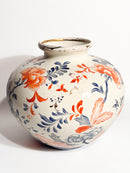 Vaso in Ceramica di Laveno con Motivo Fiorato Dipinto a Mano Anni 40