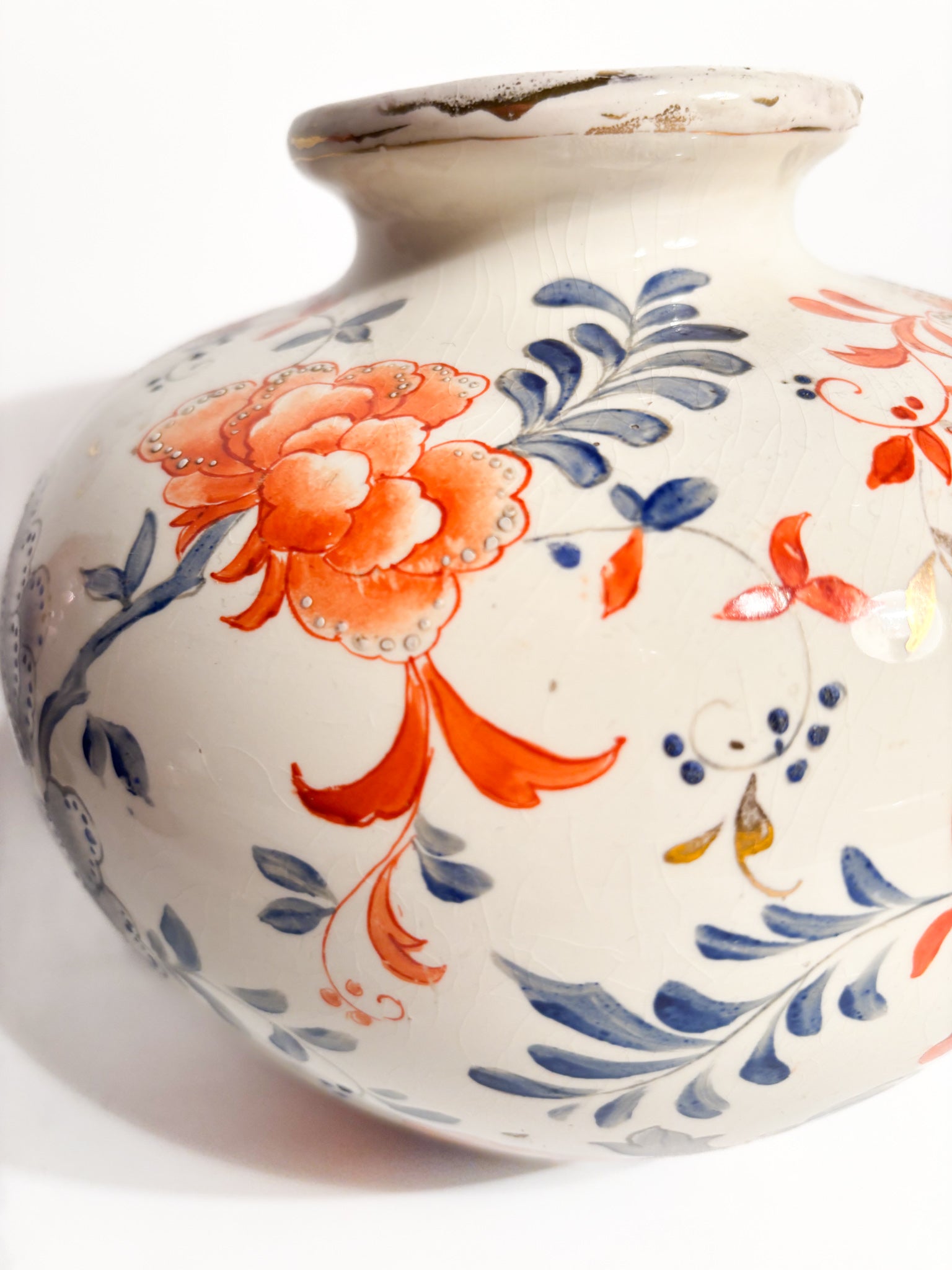Laveno Ceramic Vase with Hand-Painted Floral Motif 1940s