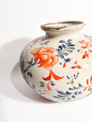 Vaso in Ceramica di Laveno con Motivo Fiorato Dipinto a Mano Anni 40