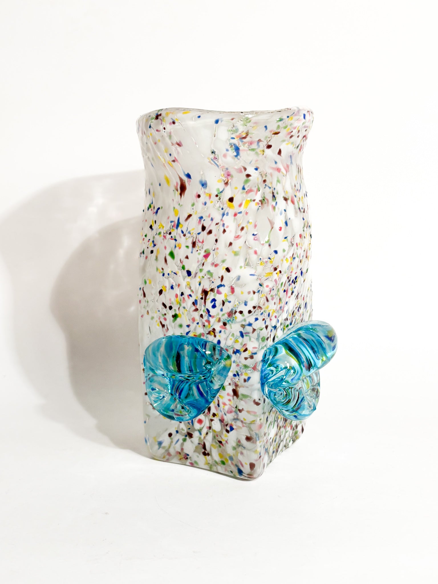 Goto de Fornasa in Vetro di Murano Bianco e Azzurro Anni 80