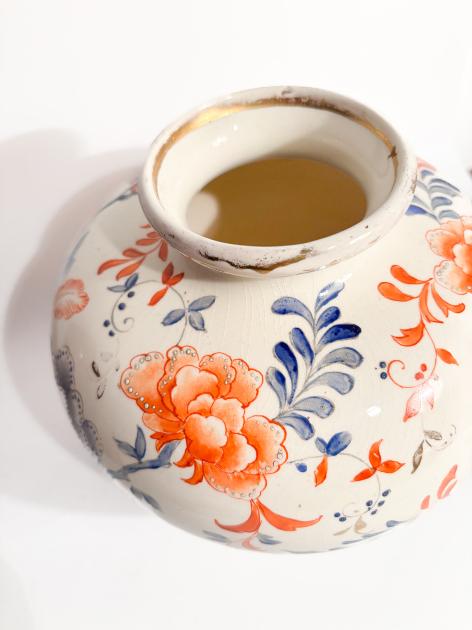 Laveno Ceramic Vase with Hand-Painted Floral Motif 1940s