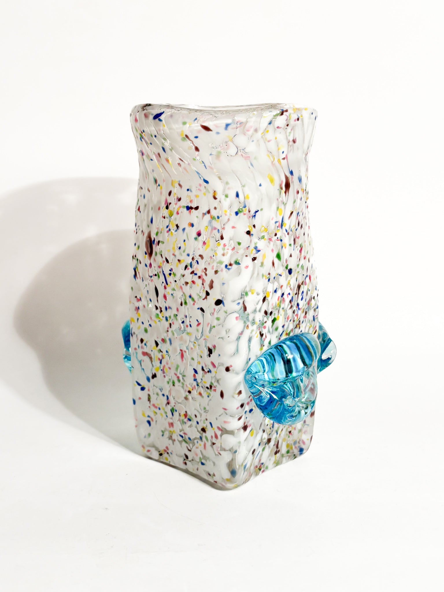 Goto de Fornasa in Vetro di Murano Bianco e Azzurro Anni 80