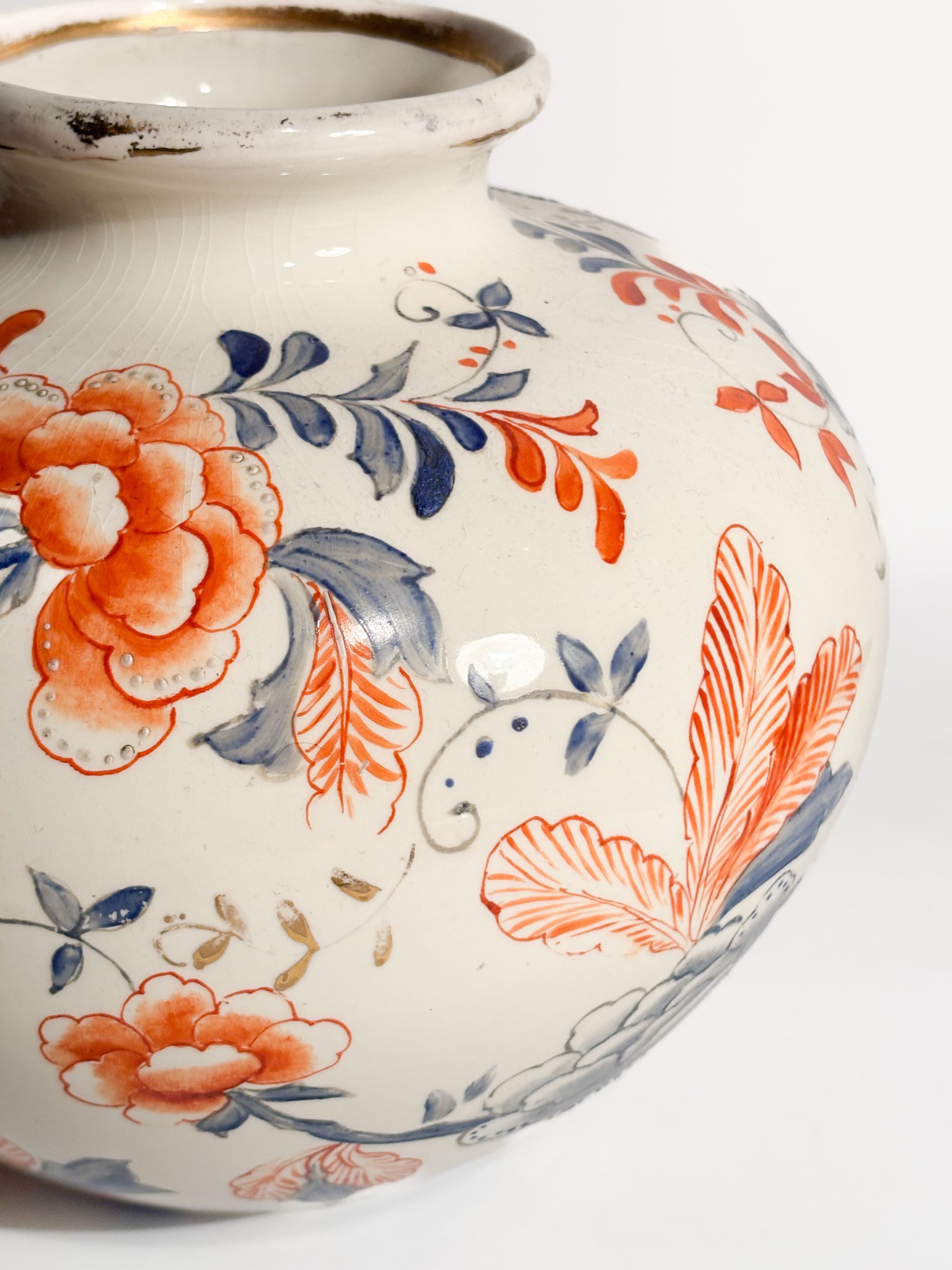 Laveno Ceramic Vase with Hand-Painted Floral Motif 1940s