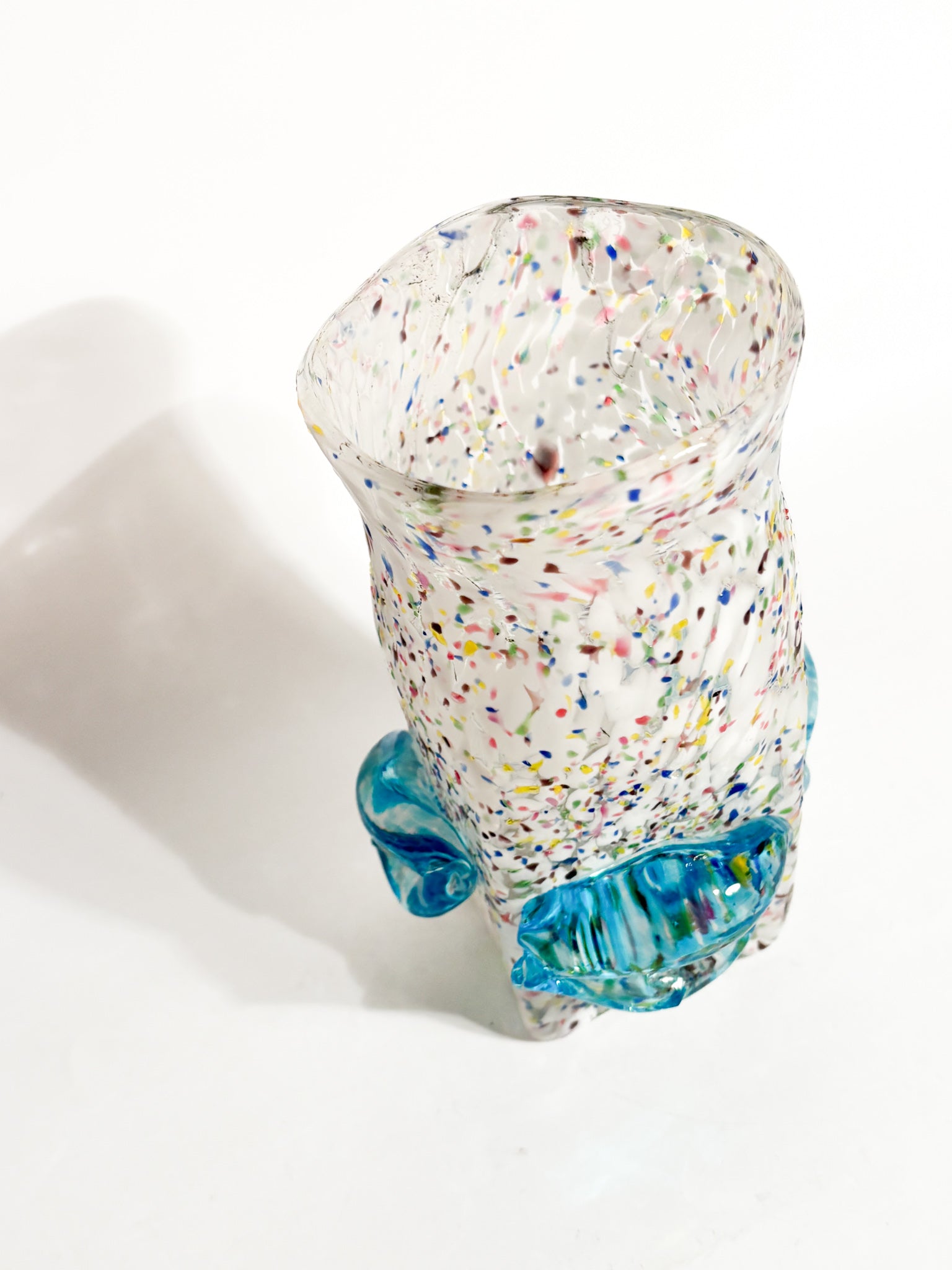 Goto de Fornasa in Vetro di Murano Bianco e Azzurro Anni 80