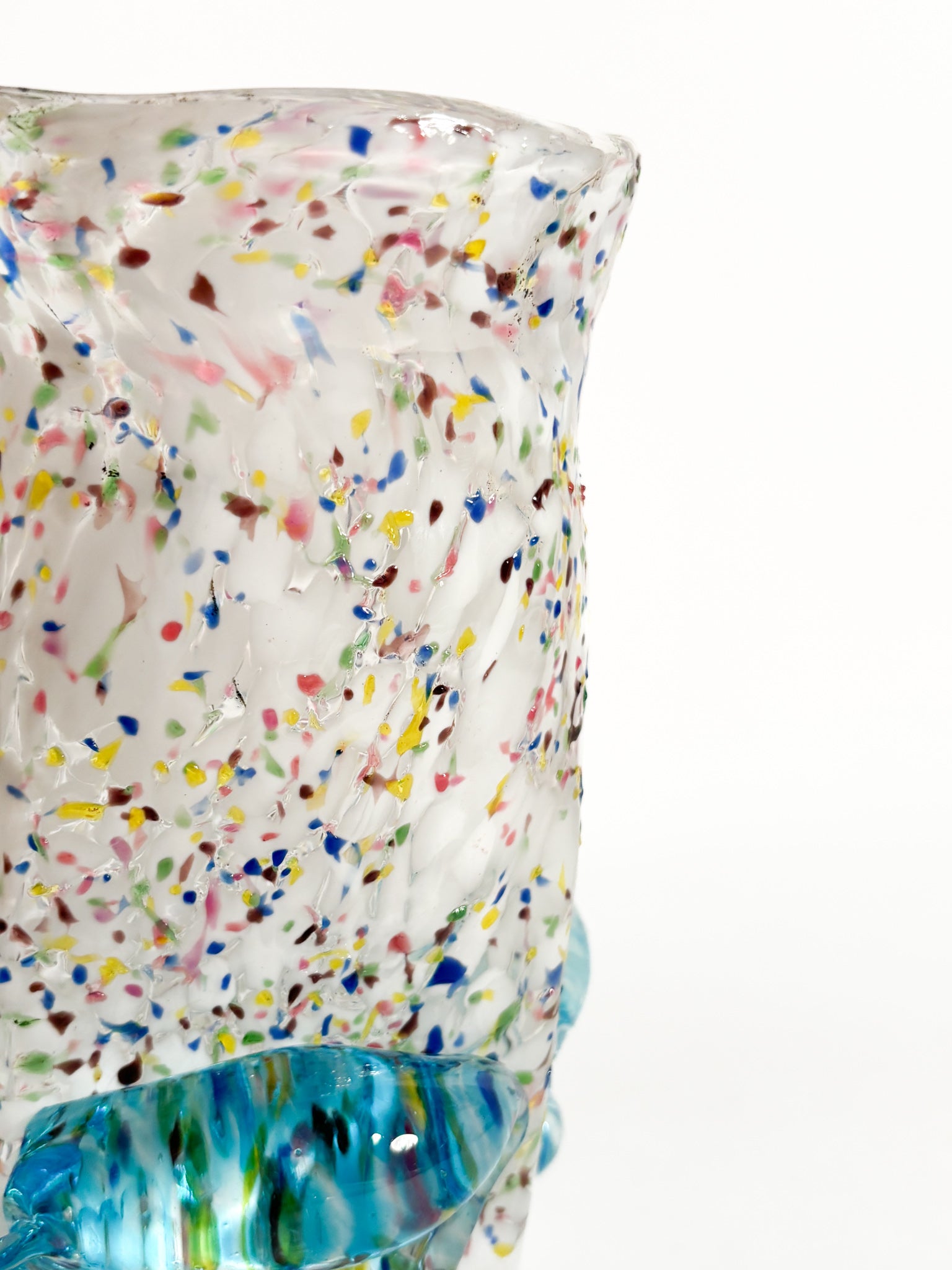 Goto de Fornasa in Vetro di Murano Bianco e Azzurro Anni 80