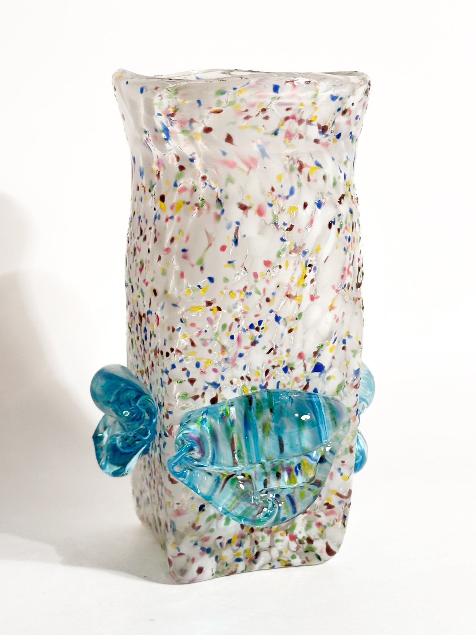 Goto de Fornasa in Vetro di Murano Bianco e Azzurro Anni 80