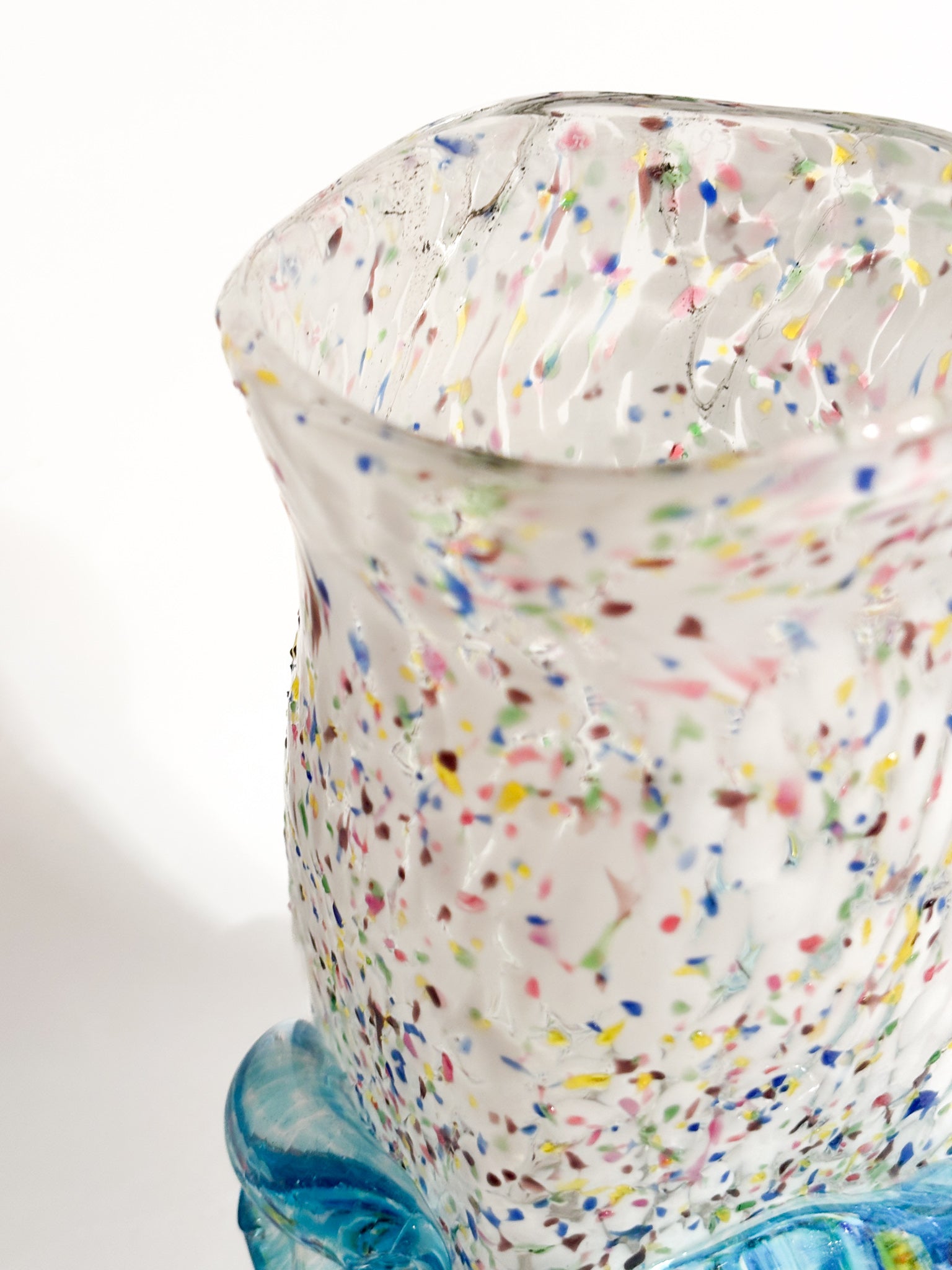 Goto de Fornasa in Vetro di Murano Bianco e Azzurro Anni 80