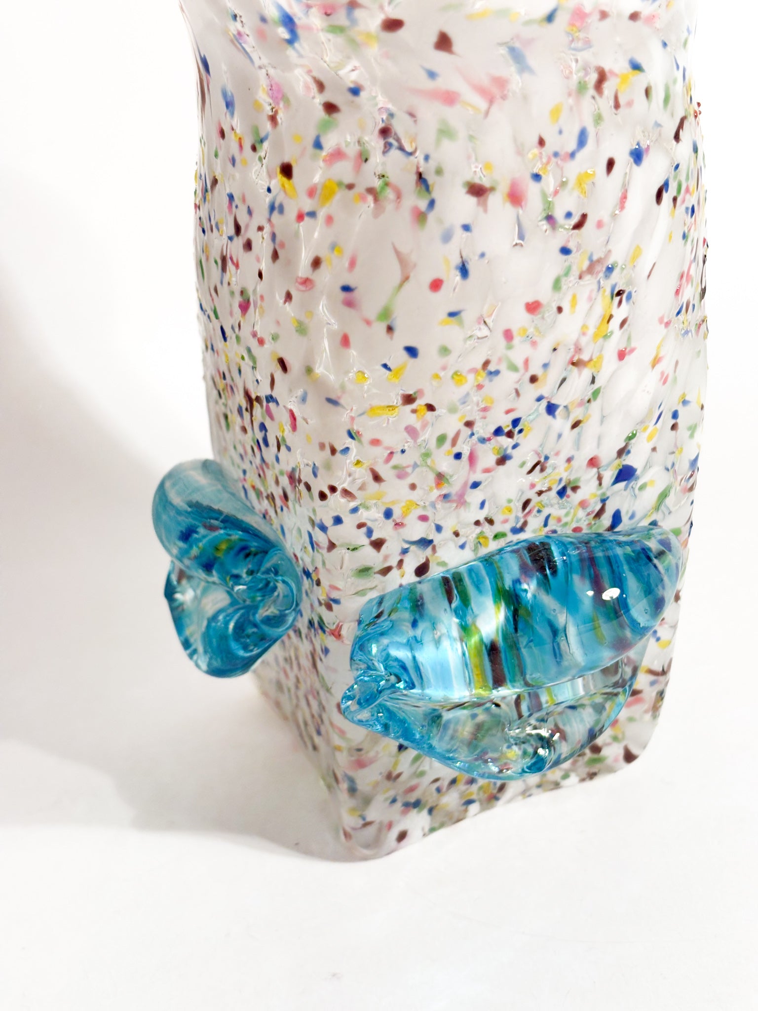 Goto de Fornasa in Vetro di Murano Bianco e Azzurro Anni 80