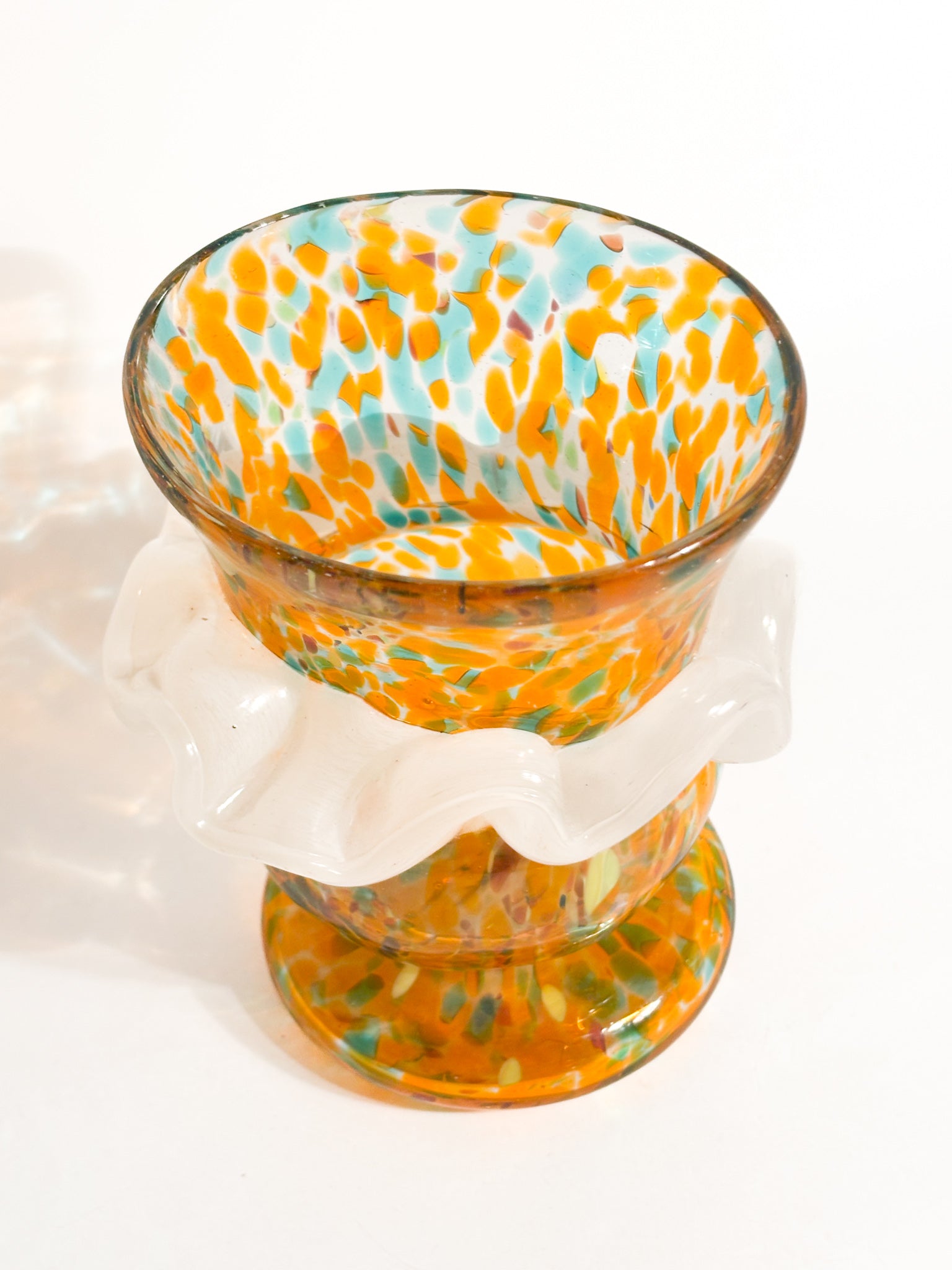 Goto de Fornasa in Vetro di Murano Arancio e Azzurro Anni 80