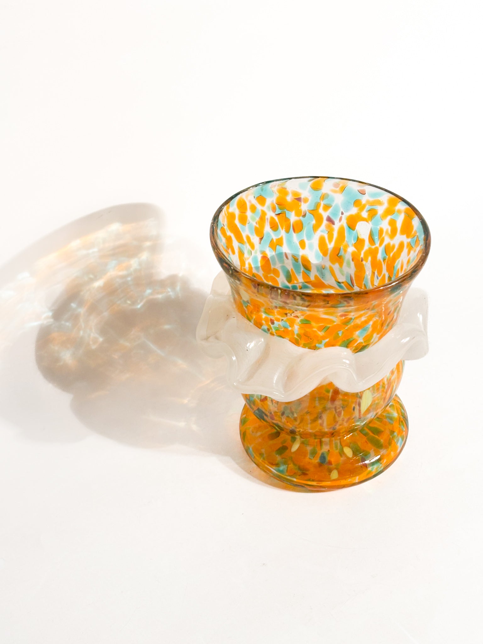 Goto de Fornasa in Vetro di Murano Arancio e Azzurro Anni 80