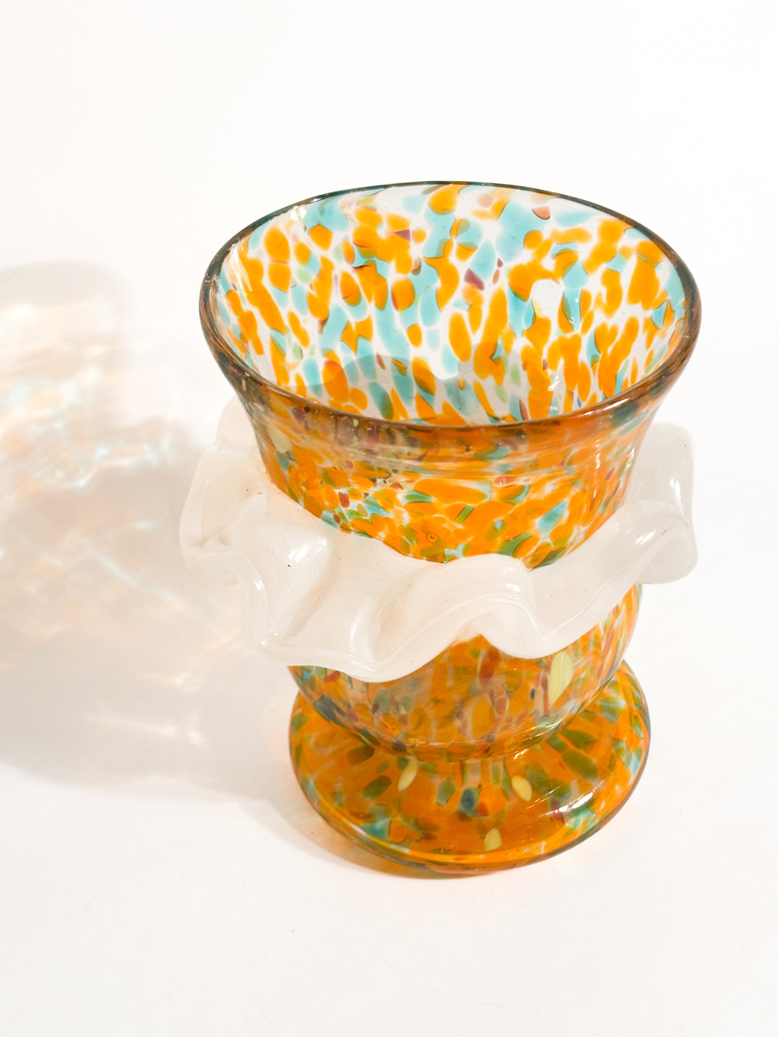 Goto de Fornasa in Vetro di Murano Arancio e Azzurro Anni 80