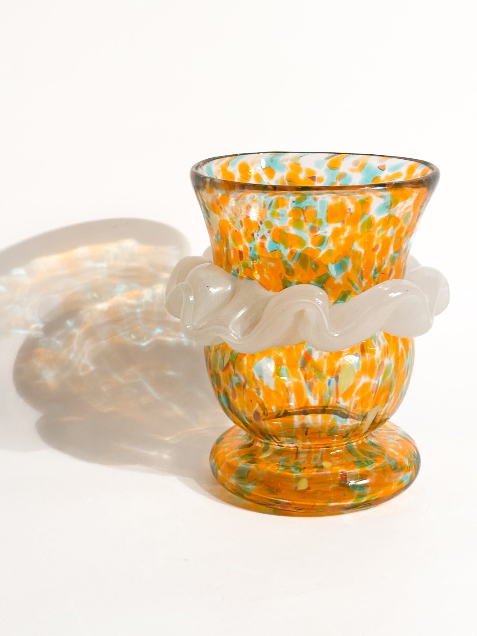 Goto de Fornasa in Vetro di Murano Arancio e Azzurro Anni 80