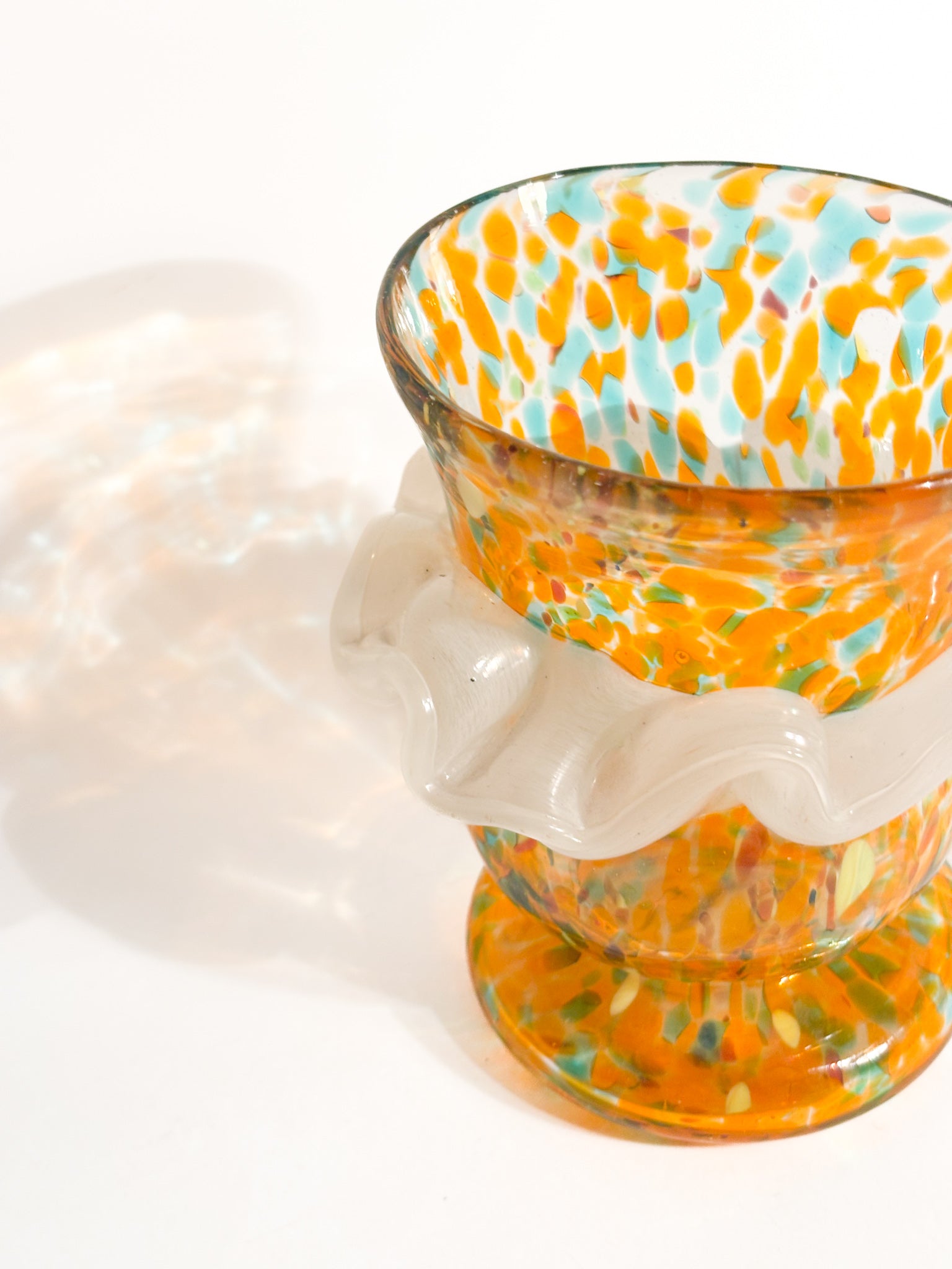 Goto de Fornasa in Vetro di Murano Arancio e Azzurro Anni 80