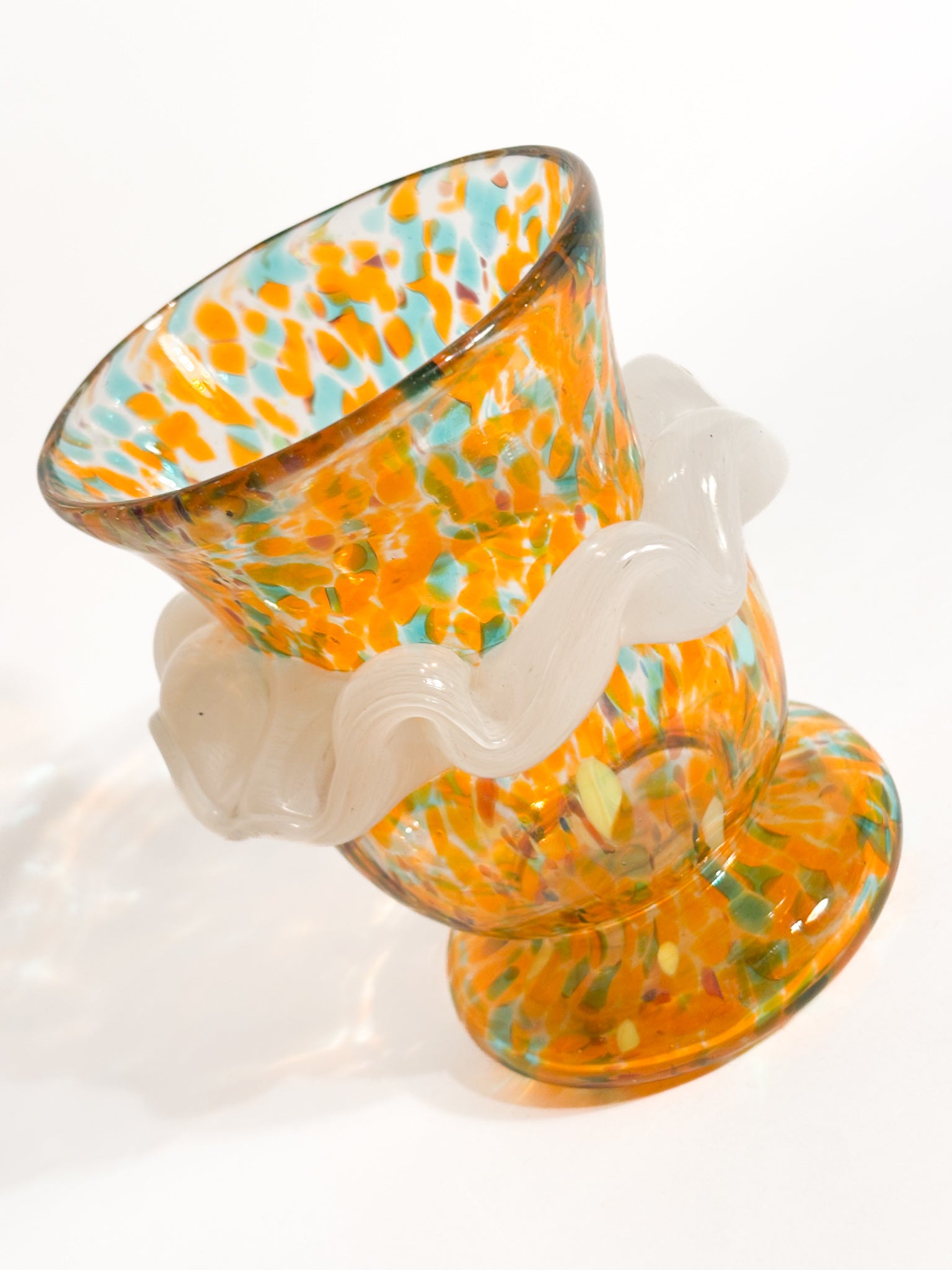 Goto de Fornasa in Vetro di Murano Arancio e Azzurro Anni 80