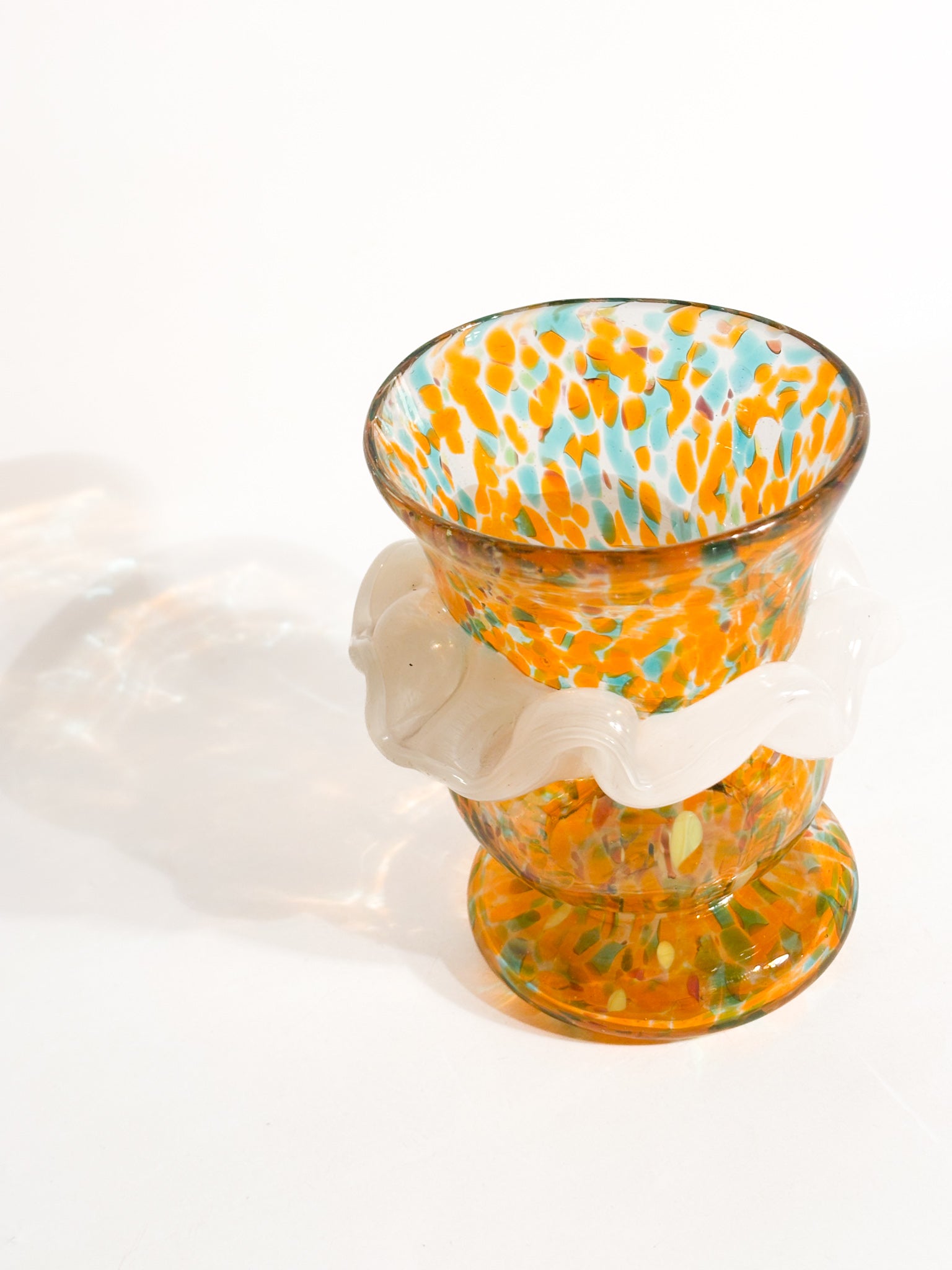 Goto de Fornasa in Vetro di Murano Arancio e Azzurro Anni 80