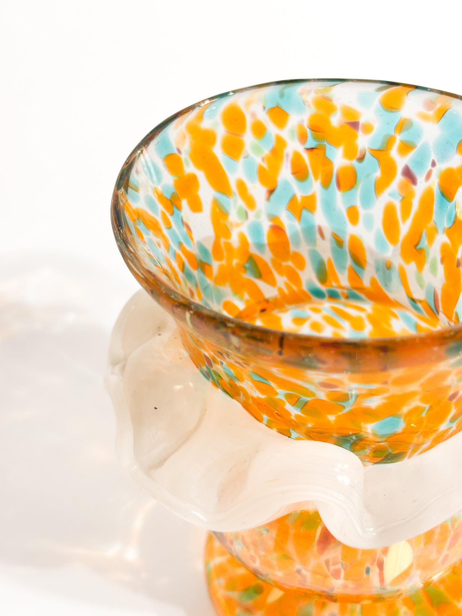 Goto de Fornasa in Vetro di Murano Arancio e Azzurro Anni 80