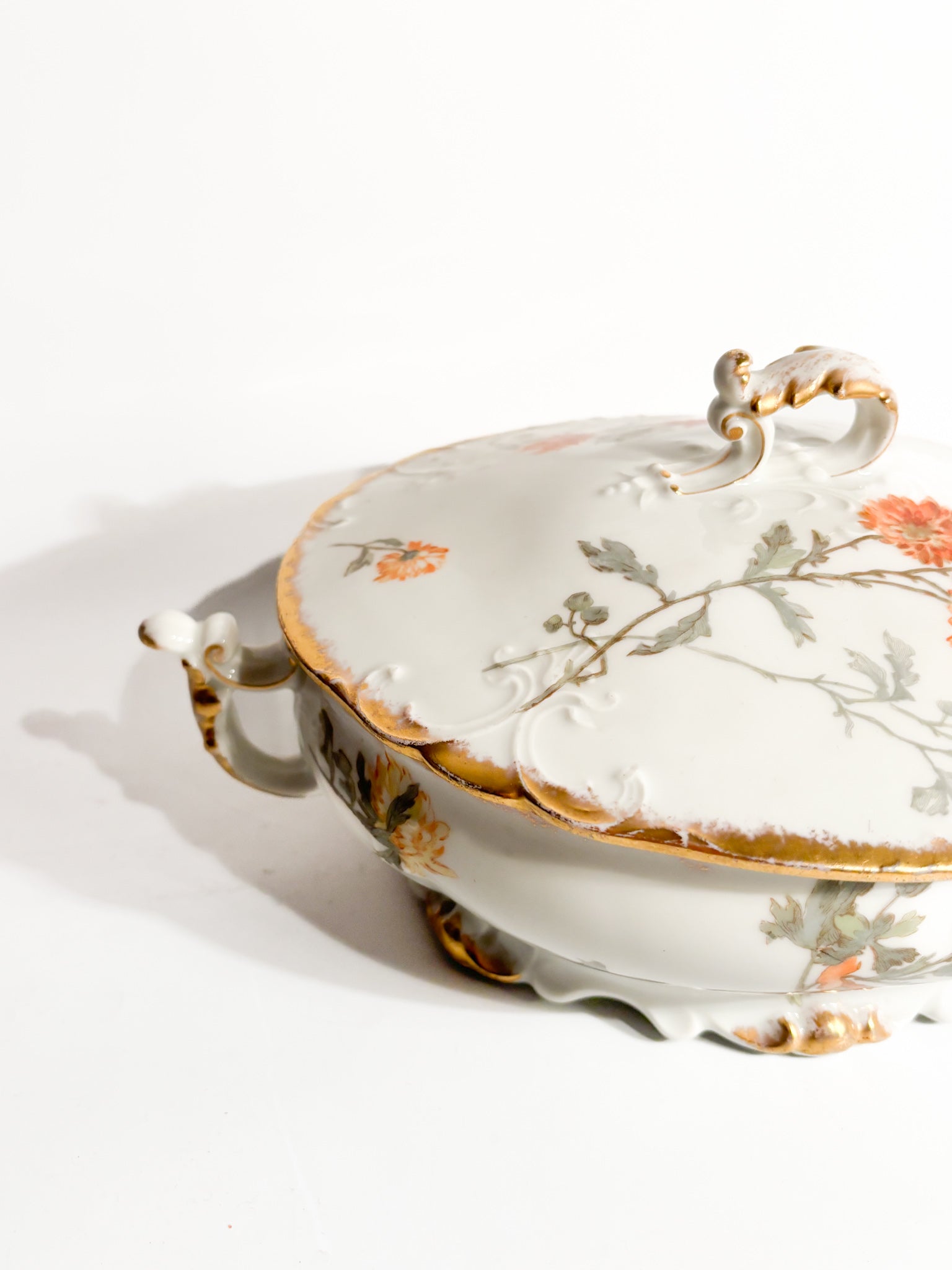 Pair of Limoges Porcelain Soup Tureens Hand-Painted 1960s