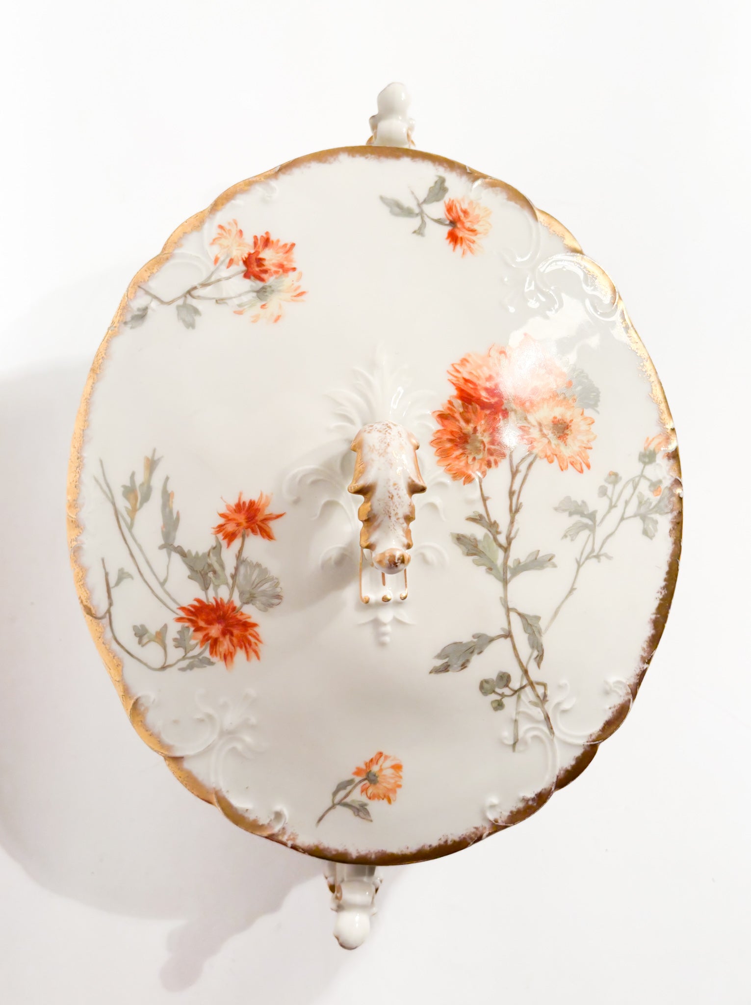 Pair of Limoges Porcelain Soup Tureens Hand-Painted 1960s