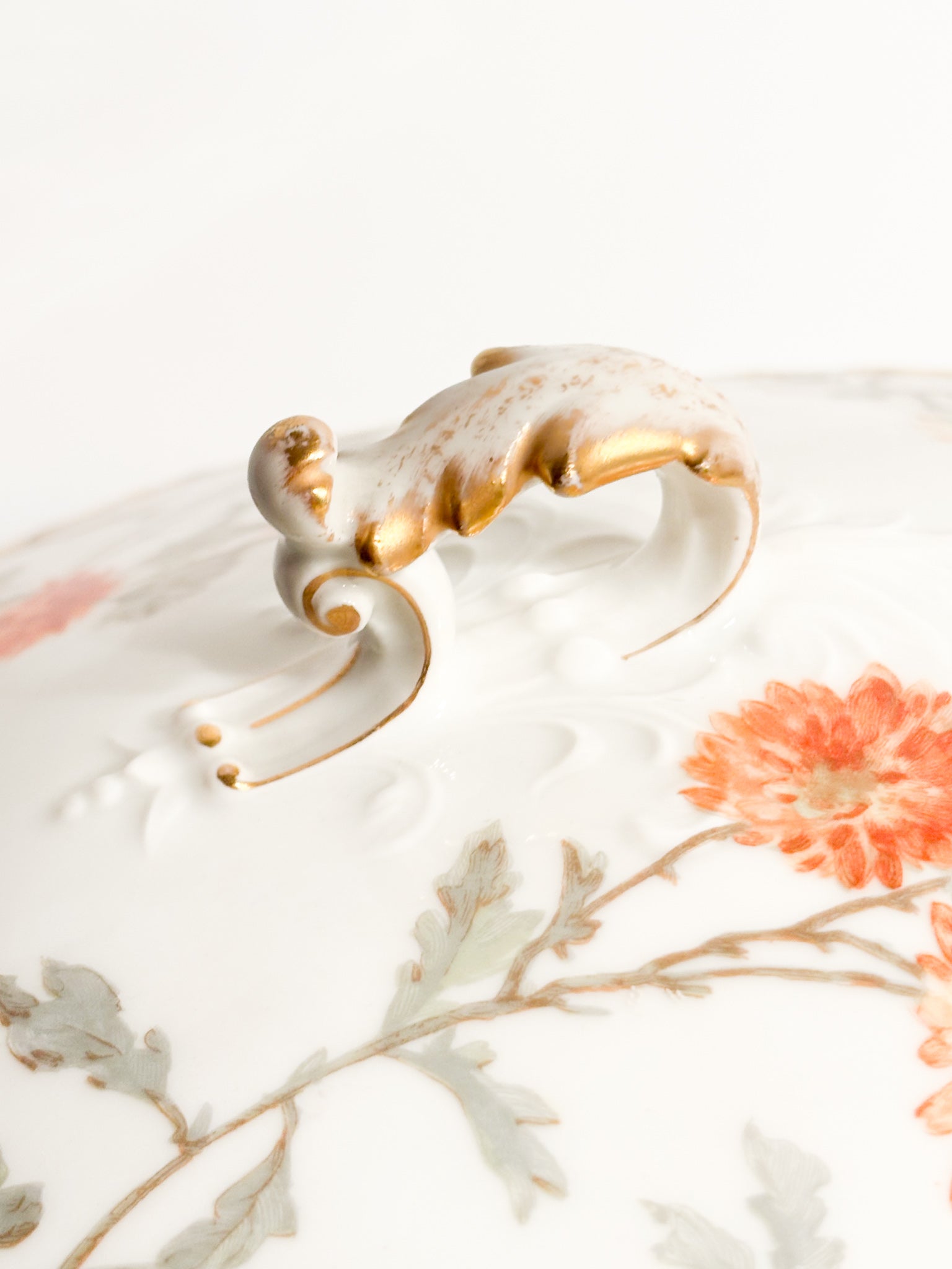 Pair of Limoges Porcelain Soup Tureens Hand-Painted 1960s