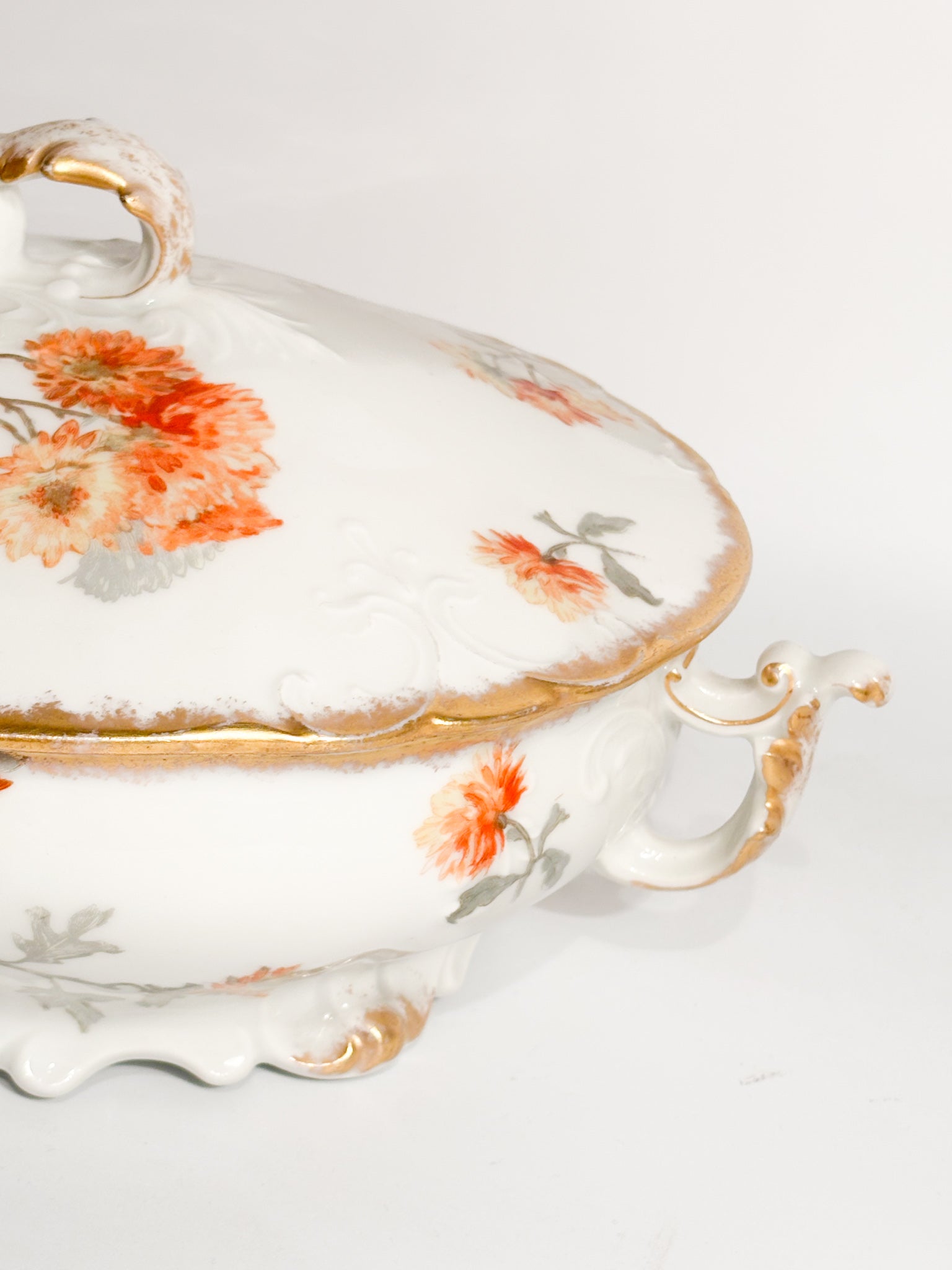 Pair of Limoges Porcelain Soup Tureens Hand-Painted 1960s