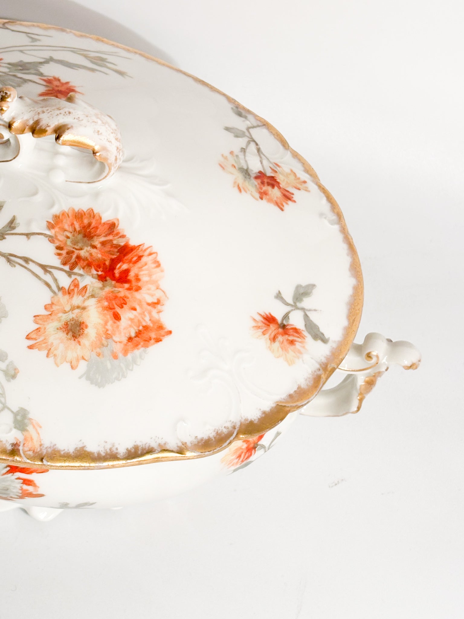 Pair of Limoges Porcelain Soup Tureens Hand-Painted 1960s