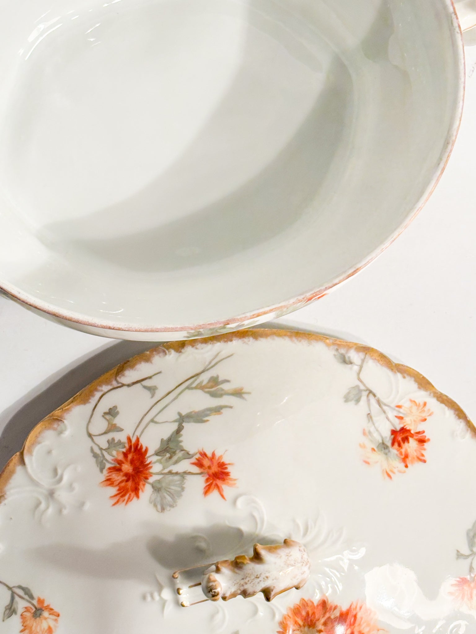 Pair of Limoges Porcelain Soup Tureens Hand-Painted 1960s