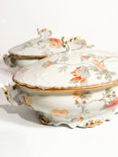 Pair of Limoges Porcelain Soup Tureens Hand-Painted 1960s