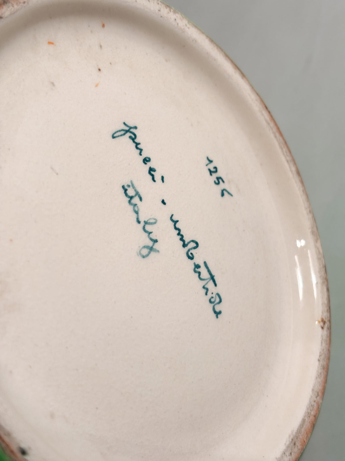 Vaso In Ceramica Pucci Umbertide Verde Sferico con Imboccatura Svasata Anni 40