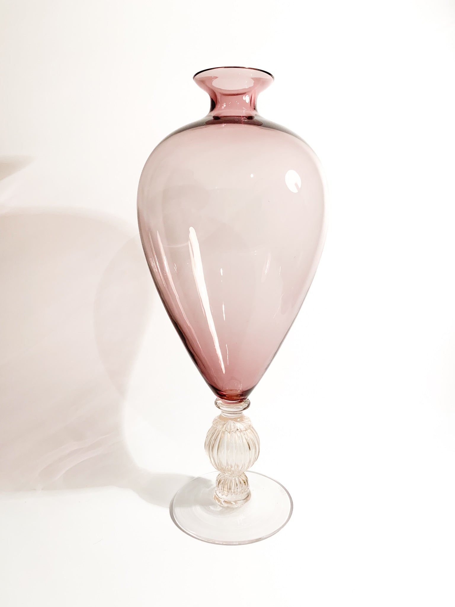 Vaso Veronese in Vetro di Murano Viola e Dorato di Nason Anni 90