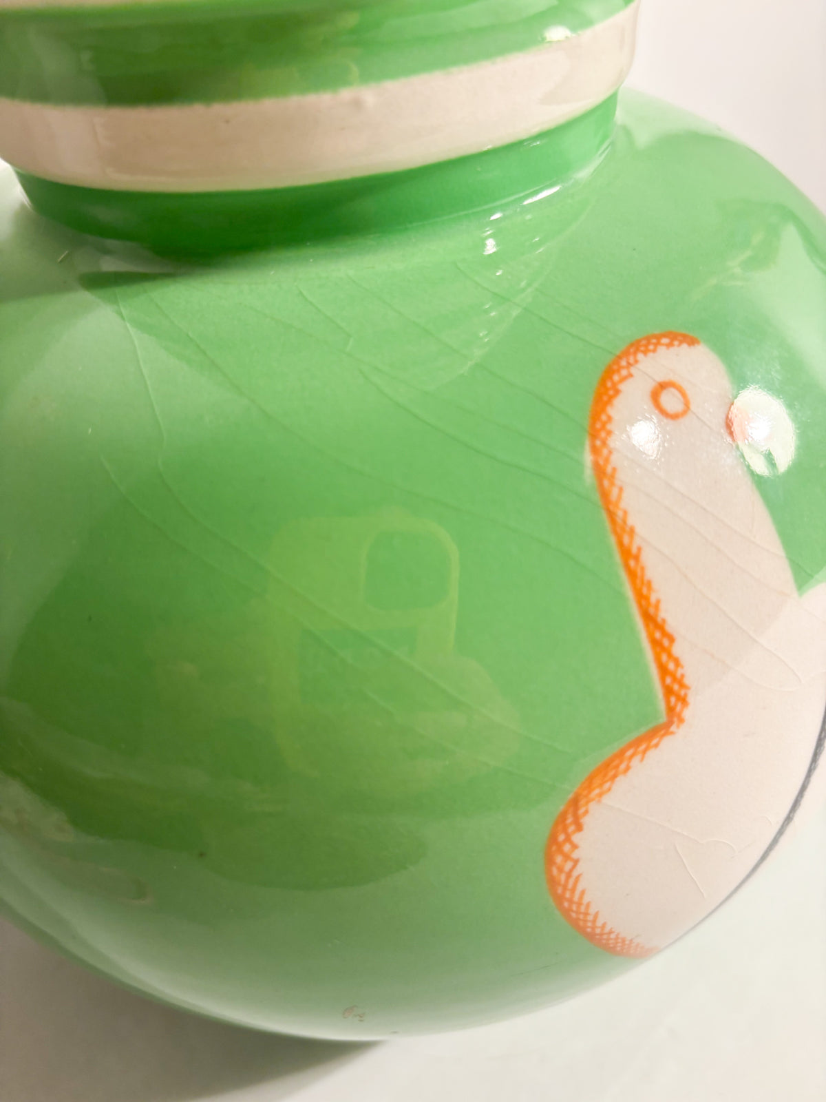 Vaso In Ceramica Pucci Umbertide Verde Sferico con Imboccatura Svasata Anni 40