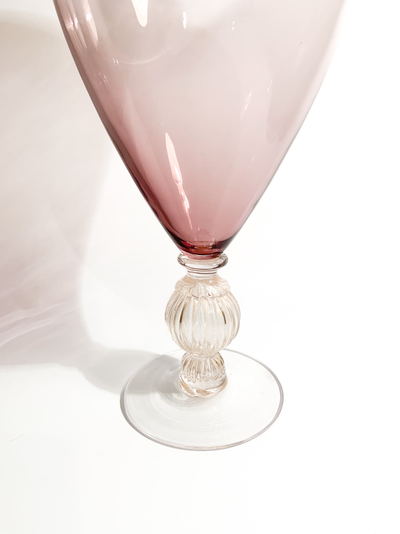 Vaso Veronese in Vetro di Murano Viola e Dorato di Nason Anni 90