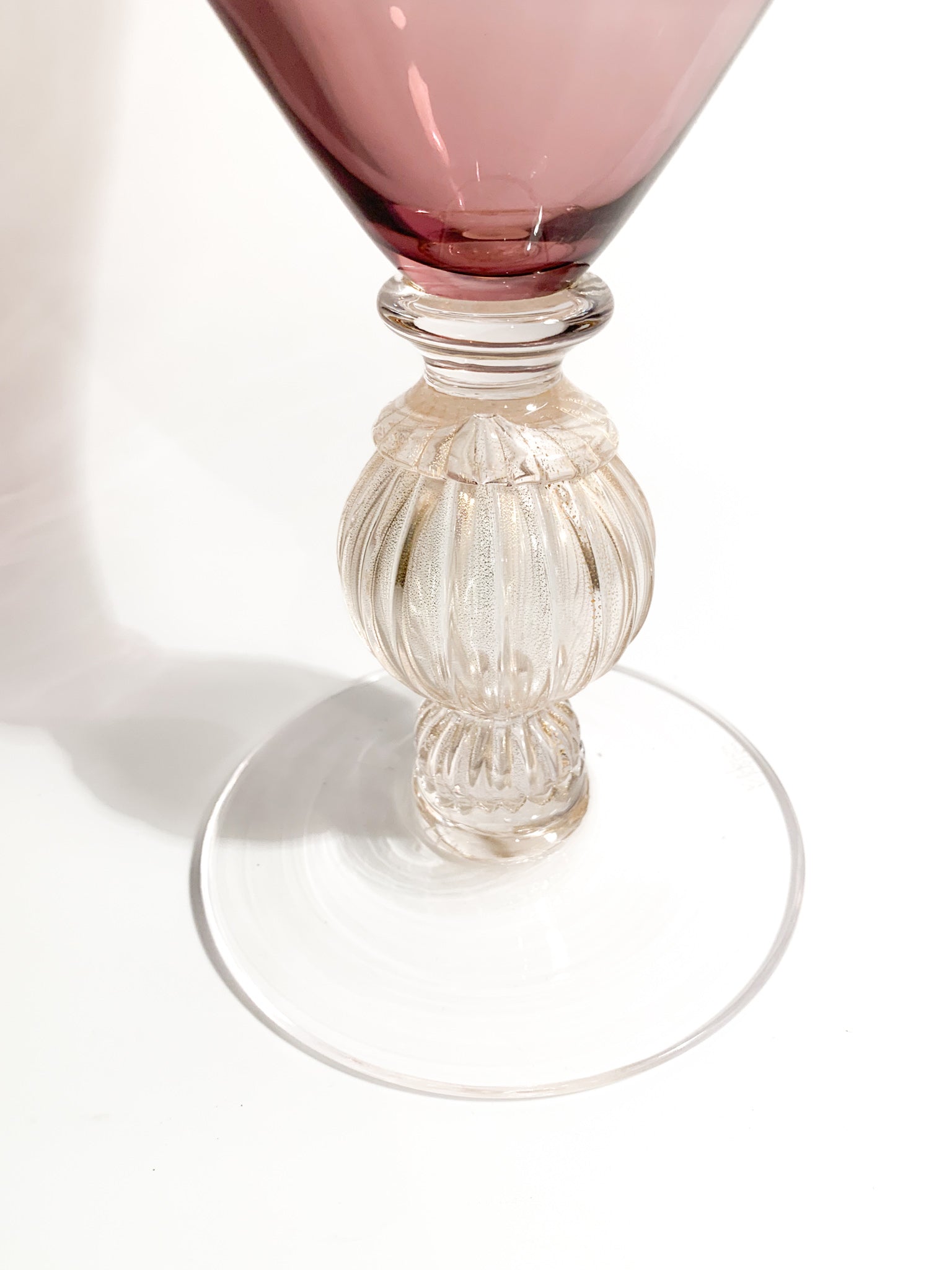 Vaso Veronese in Vetro di Murano Viola e Dorato di Nason Anni 90