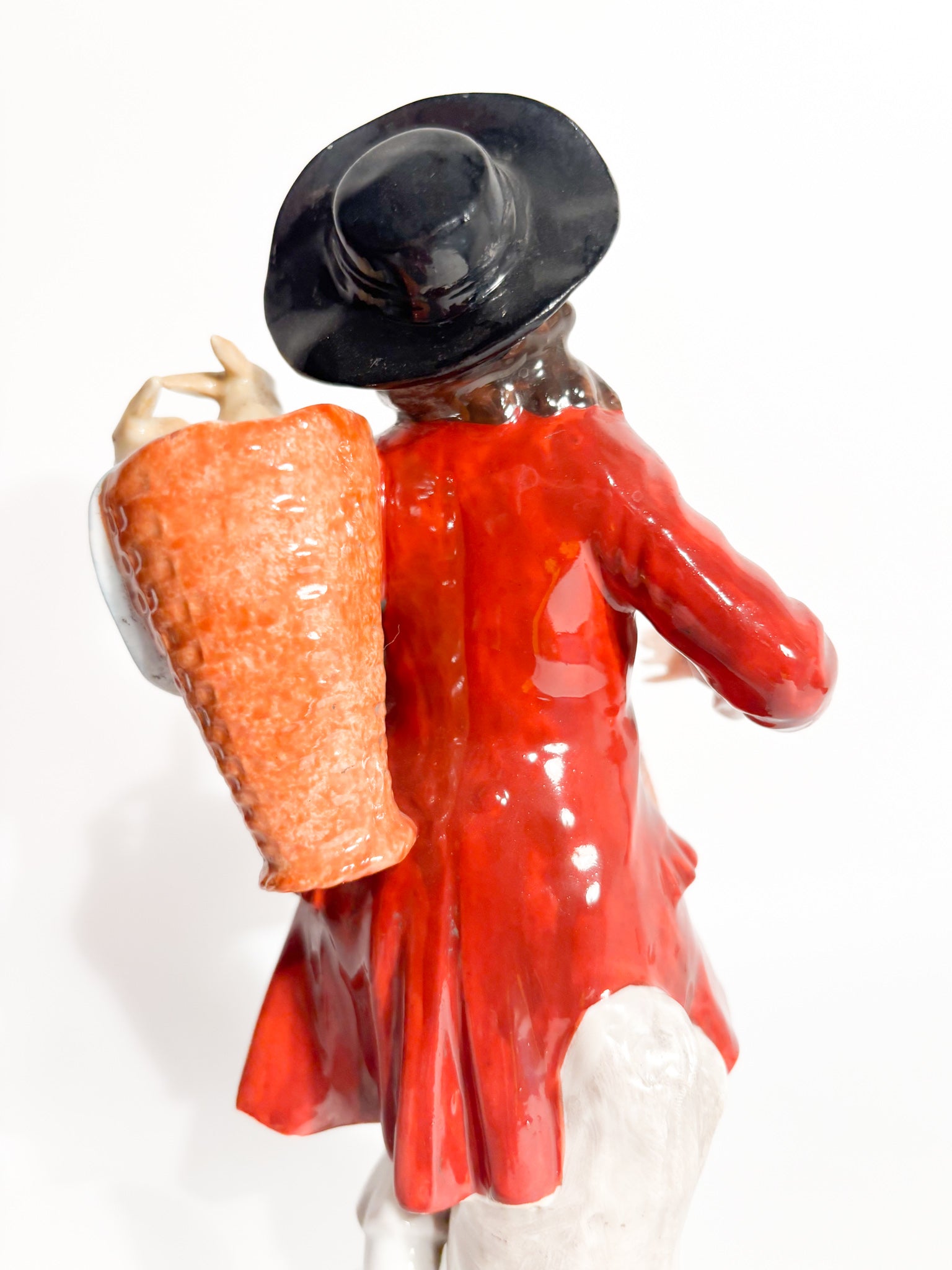 Polychrome Porcelain Figurine Sitzendorf of Rabbit Seller from the 1800s