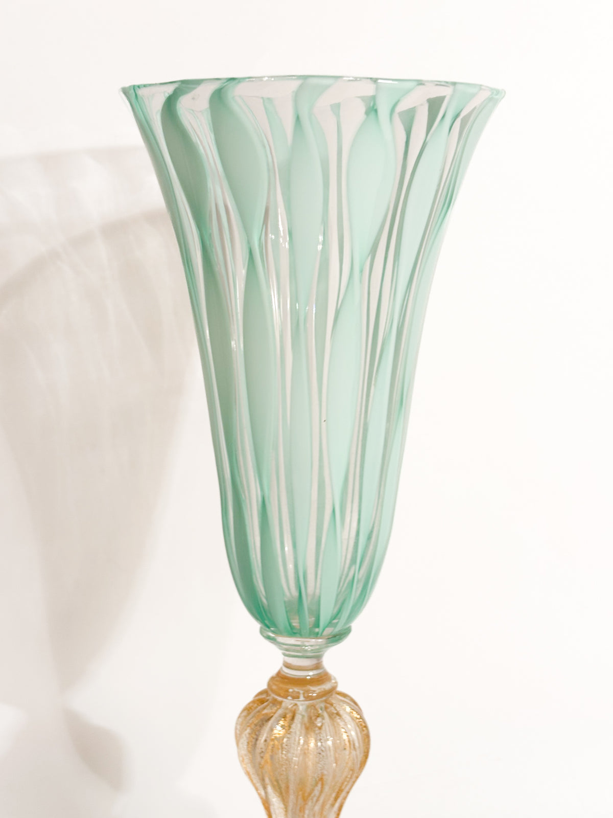 Bicchiere di La Murrina in Vetro di Murano Verde e Foglia d'Oro Anni 70