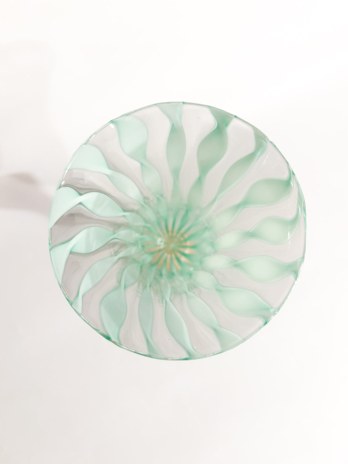 Bicchiere di La Murrina in Vetro di Murano Verde e Foglia d'Oro Anni 70
