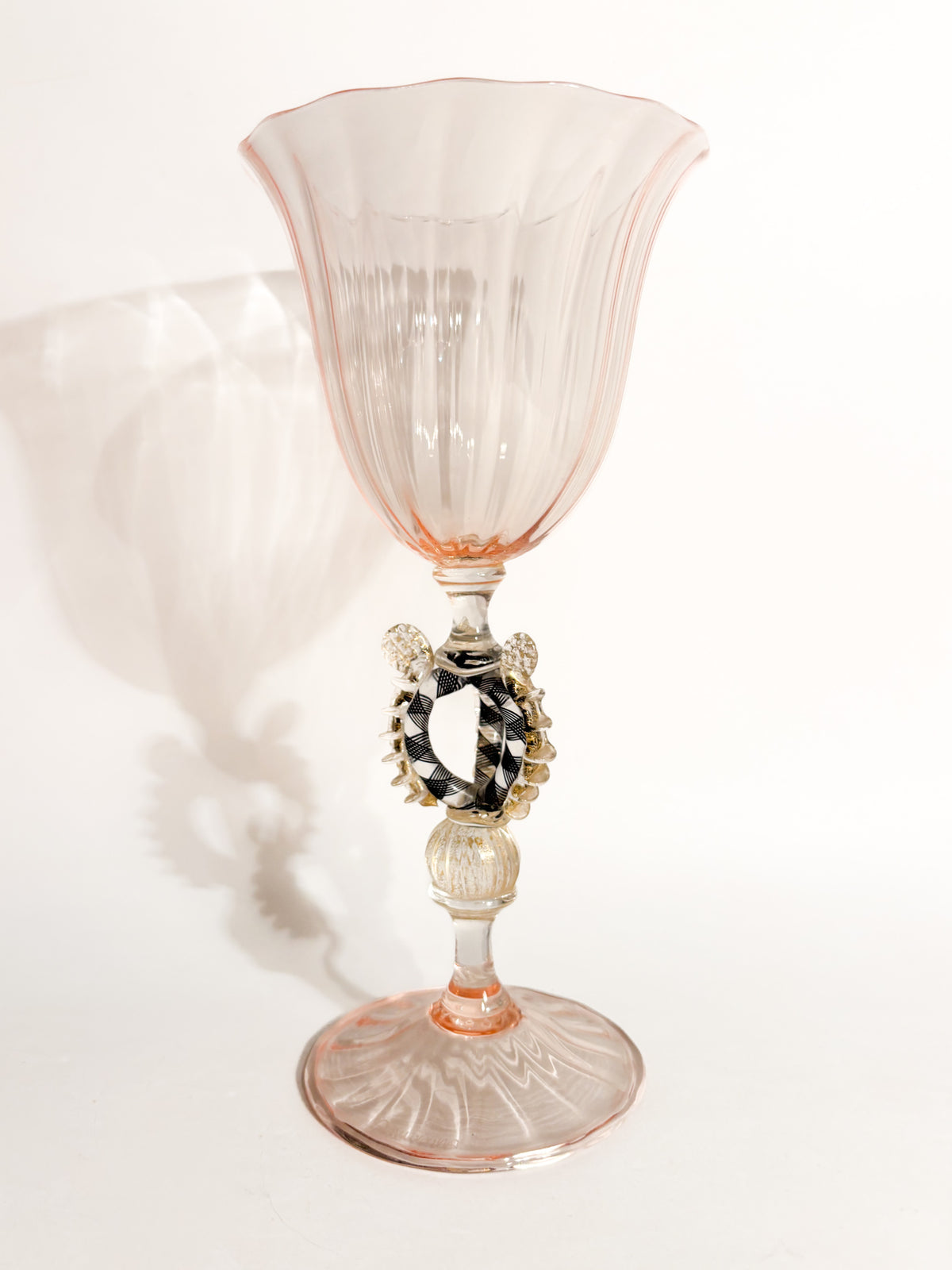 Bicchiere di La Murrina in Vetro di Murano Rosa e Oro Anni 70