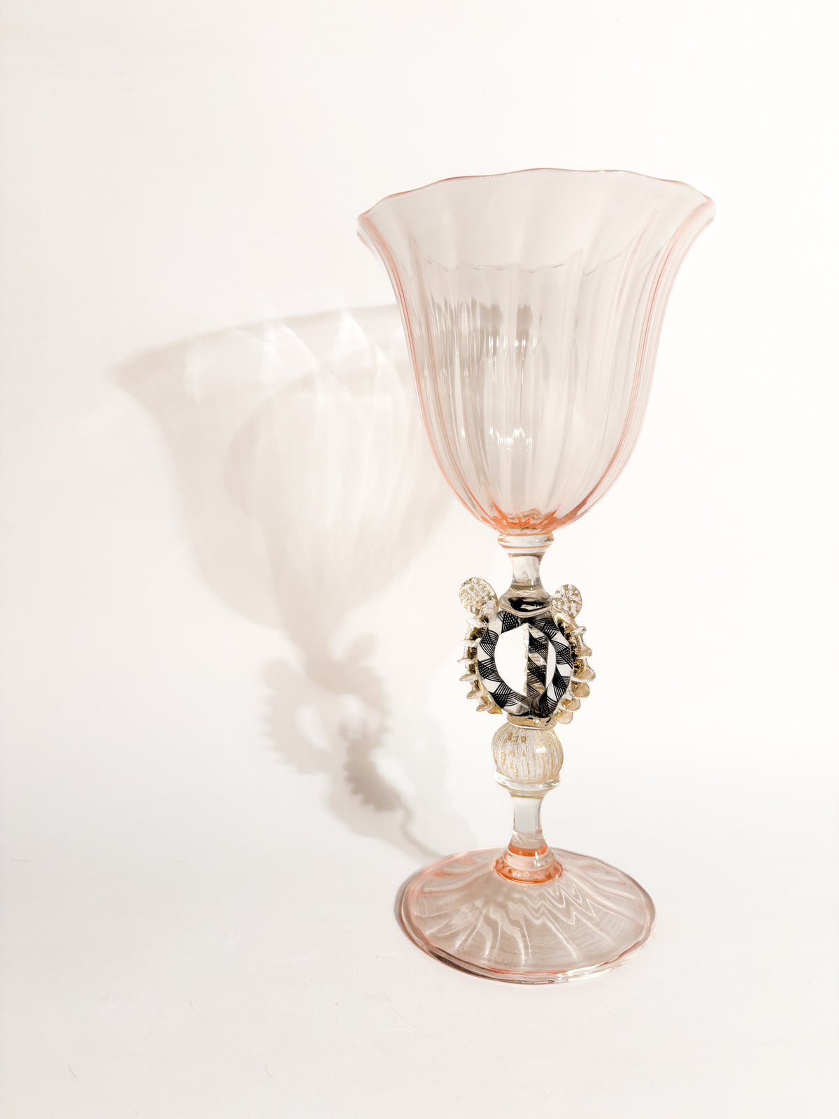 Bicchiere di La Murrina in Vetro di Murano Rosa e Oro Anni 70