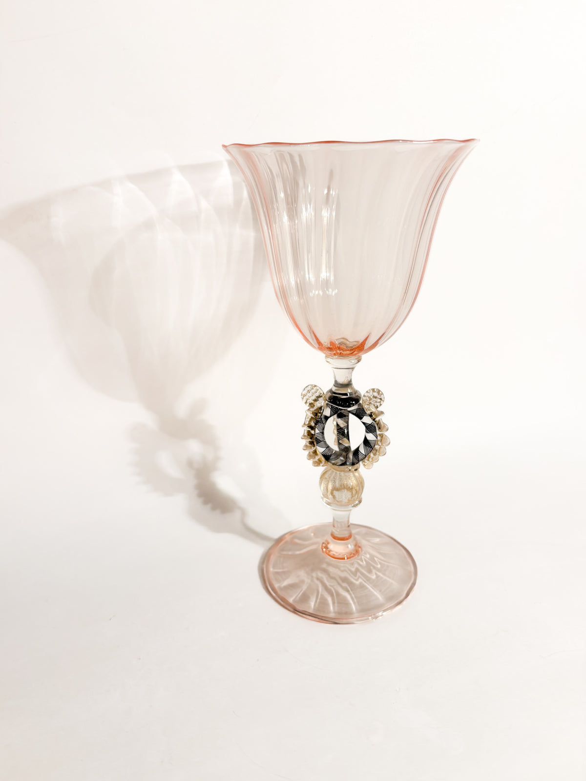 Bicchiere di La Murrina in Vetro di Murano Rosa e Oro Anni 70