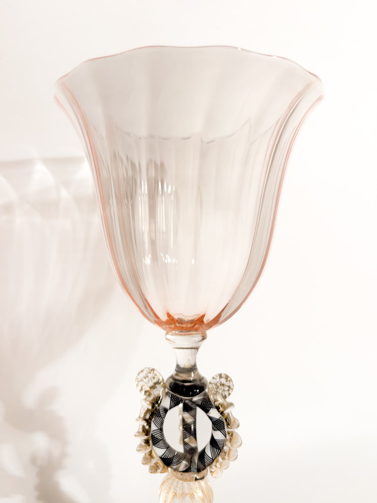 Bicchiere di La Murrina in Vetro di Murano Rosa e Oro Anni 70