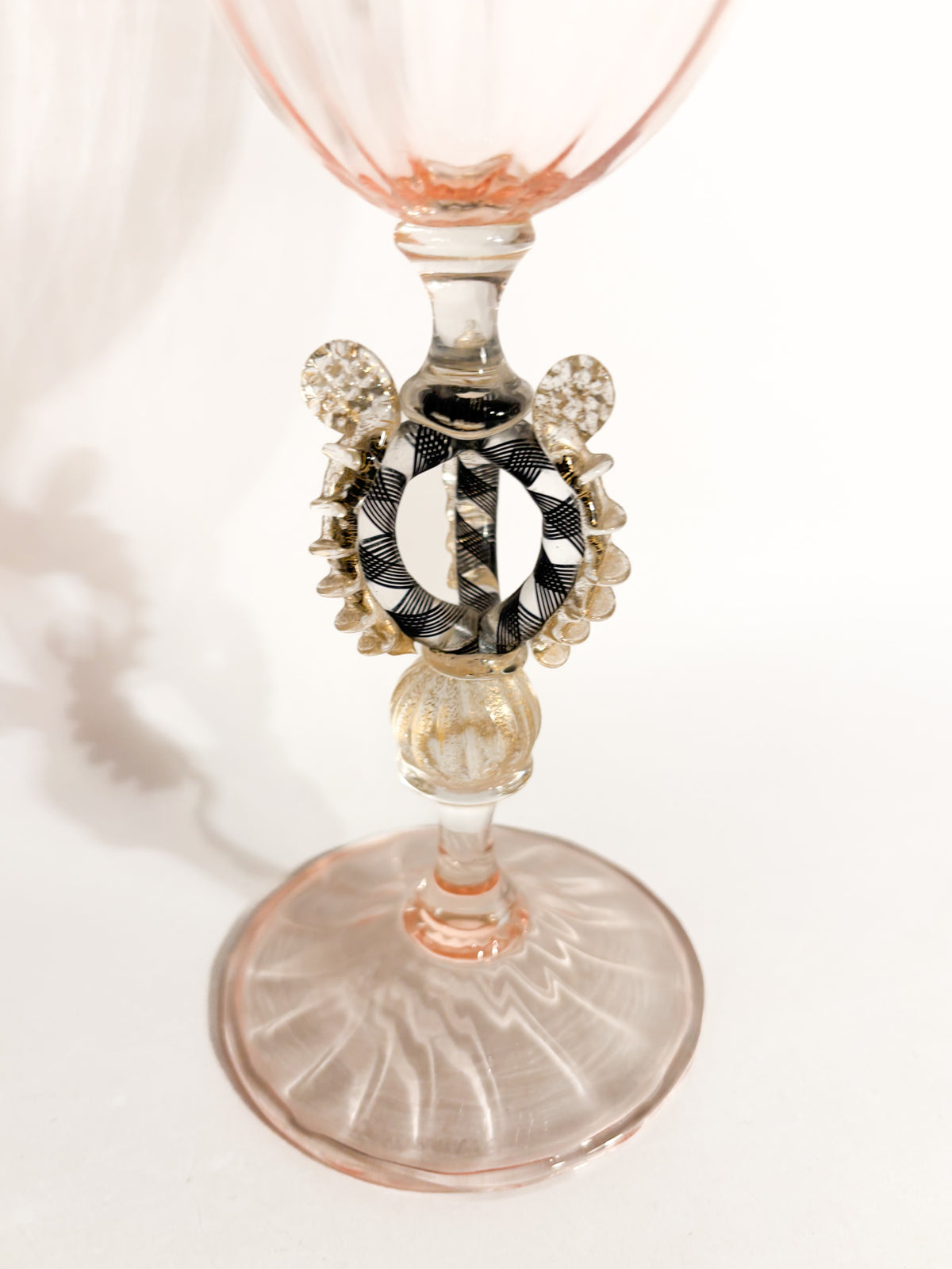 Bicchiere di La Murrina in Vetro di Murano Rosa e Oro Anni 70