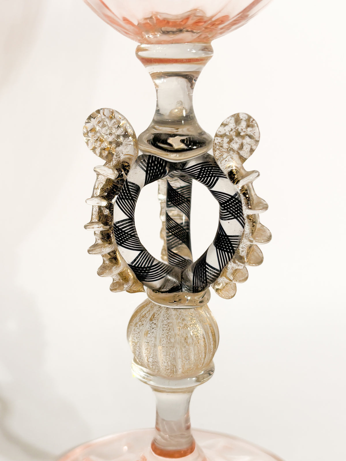 Bicchiere di La Murrina in Vetro di Murano Rosa e Oro Anni 70