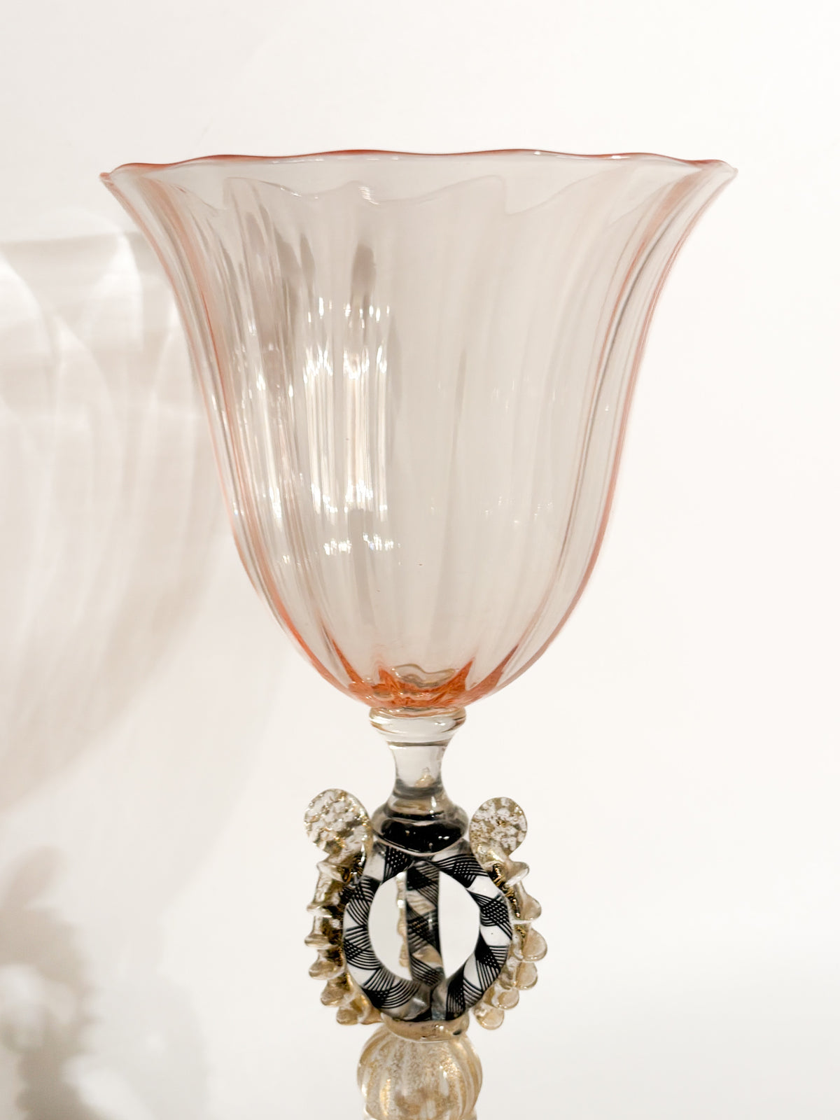 Bicchiere di La Murrina in Vetro di Murano Rosa e Oro Anni 70