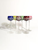 Set da Sei Bicchieri Multicolore in Cristallo Francese Anni 50