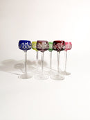 Set da Sei Bicchieri Multicolore in Cristallo Francese Anni 50