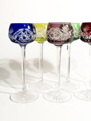 Set da Sei Bicchieri Multicolore in Cristallo Francese Anni 50