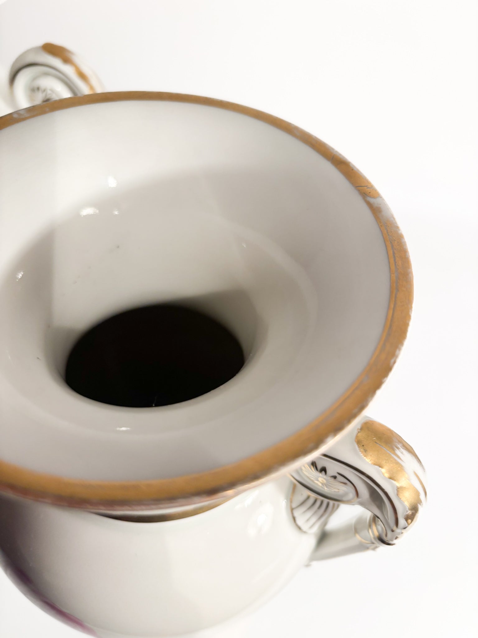 Pair of Amphora Vases in Meissen Porcelain Red Rose Early 1900s