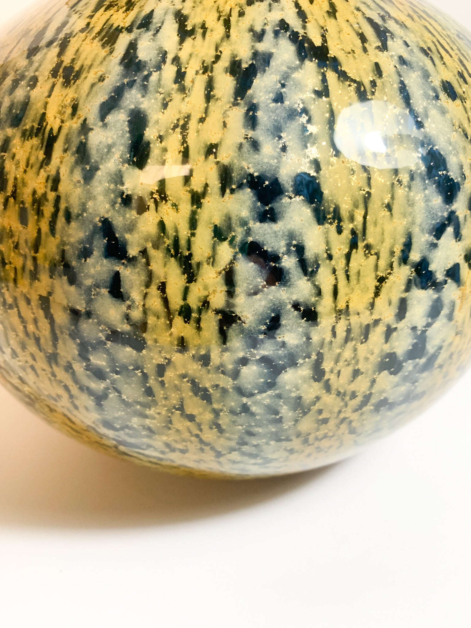 Vaso in Vetro di Murano Giallo e Blu Anni 80